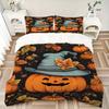 3pcs Halloween Pumpkin Duvet Cover Set - Machine Washable, Includes 1 Cover and 2 Pillowcases, No Core Included yy251013082
