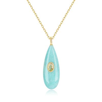 Amazonite Teardrop Zirconia Necklace for Women [KOAI]