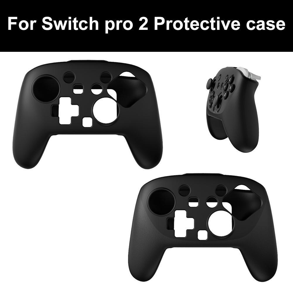 Black Silicone Gaming Controller Case Anti-Slip Shockproof Console Protective Shell Cover for Switch 2 Pro Wireless Controller