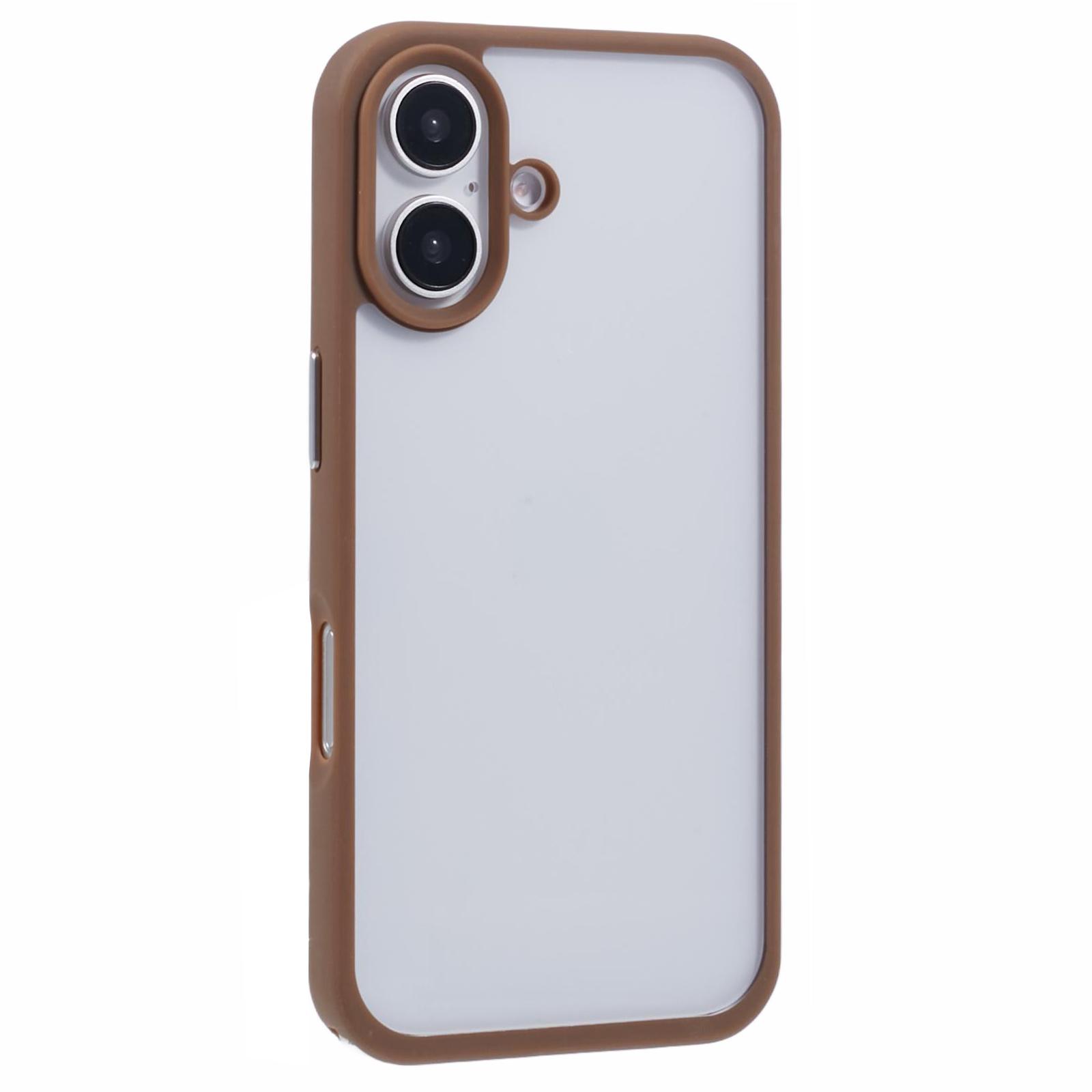 

For iPhone 16 Plus Case TPU+PC Crystal Clear Back Cover with Lanyard Holes Brown