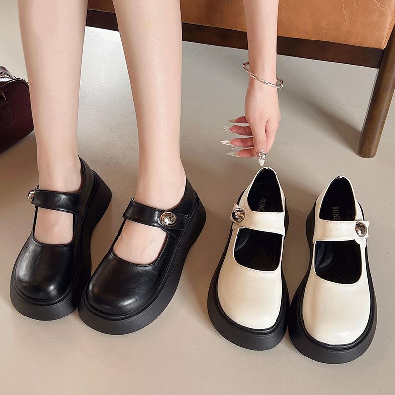 Retro Mary Jane Shoes Women's Summer New Single Shoes Versatile College Style Thick Sole with Skirt