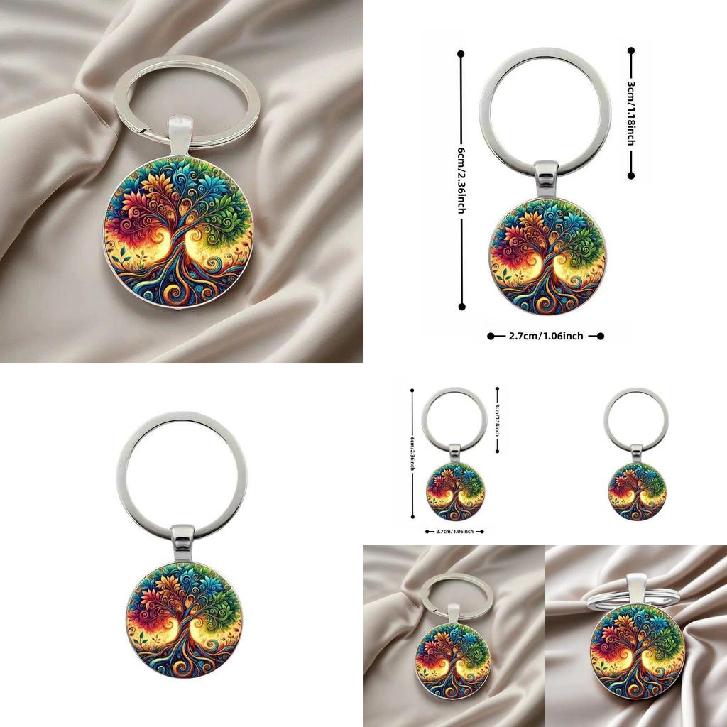Life Tree Glass Keyring Accessory With Bright Colors For Party Favors And Commemorations