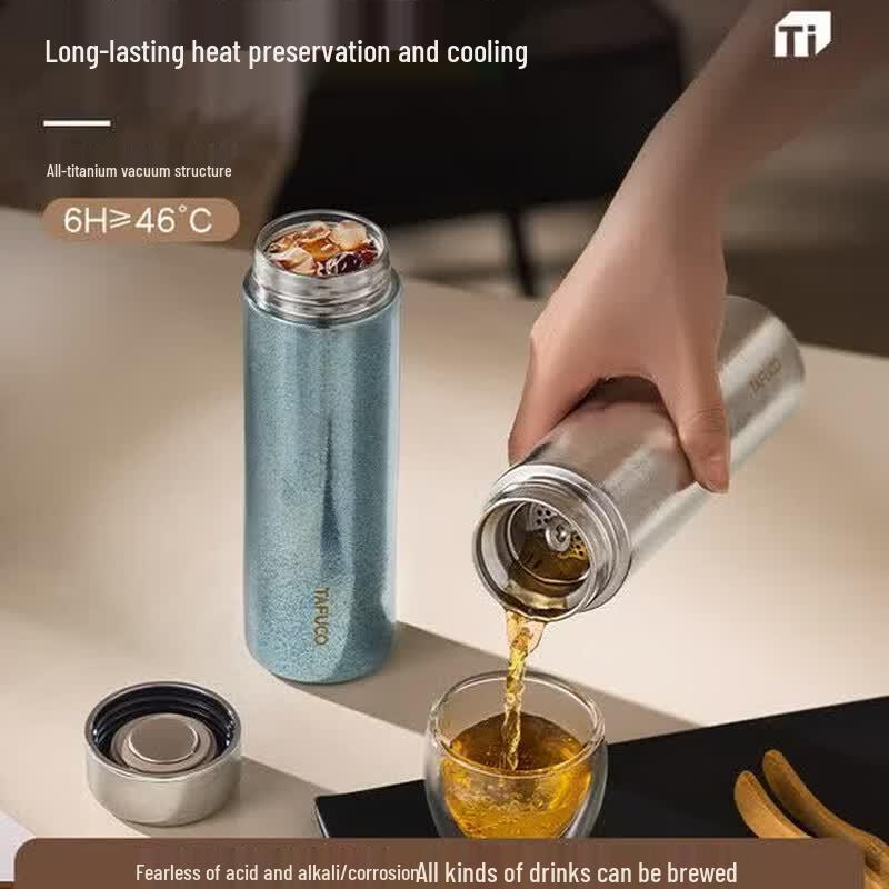 TAFUCO T6016 Pure Titanium Vacuum Insulated Water Bottle