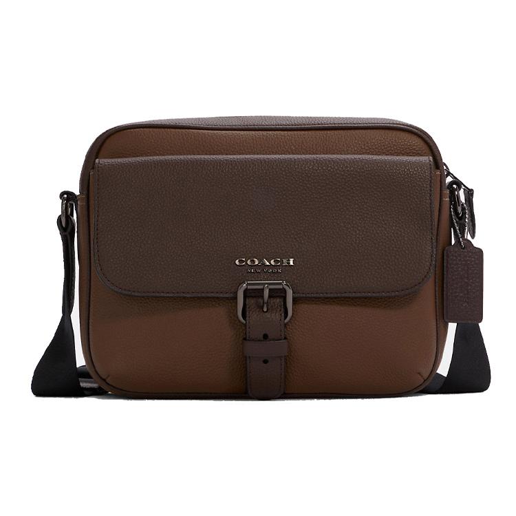 New COACH Leather Camera Bag Shoulder Bag Crossbody Bag Medium Size Men's Brown C5415-QBQ9S