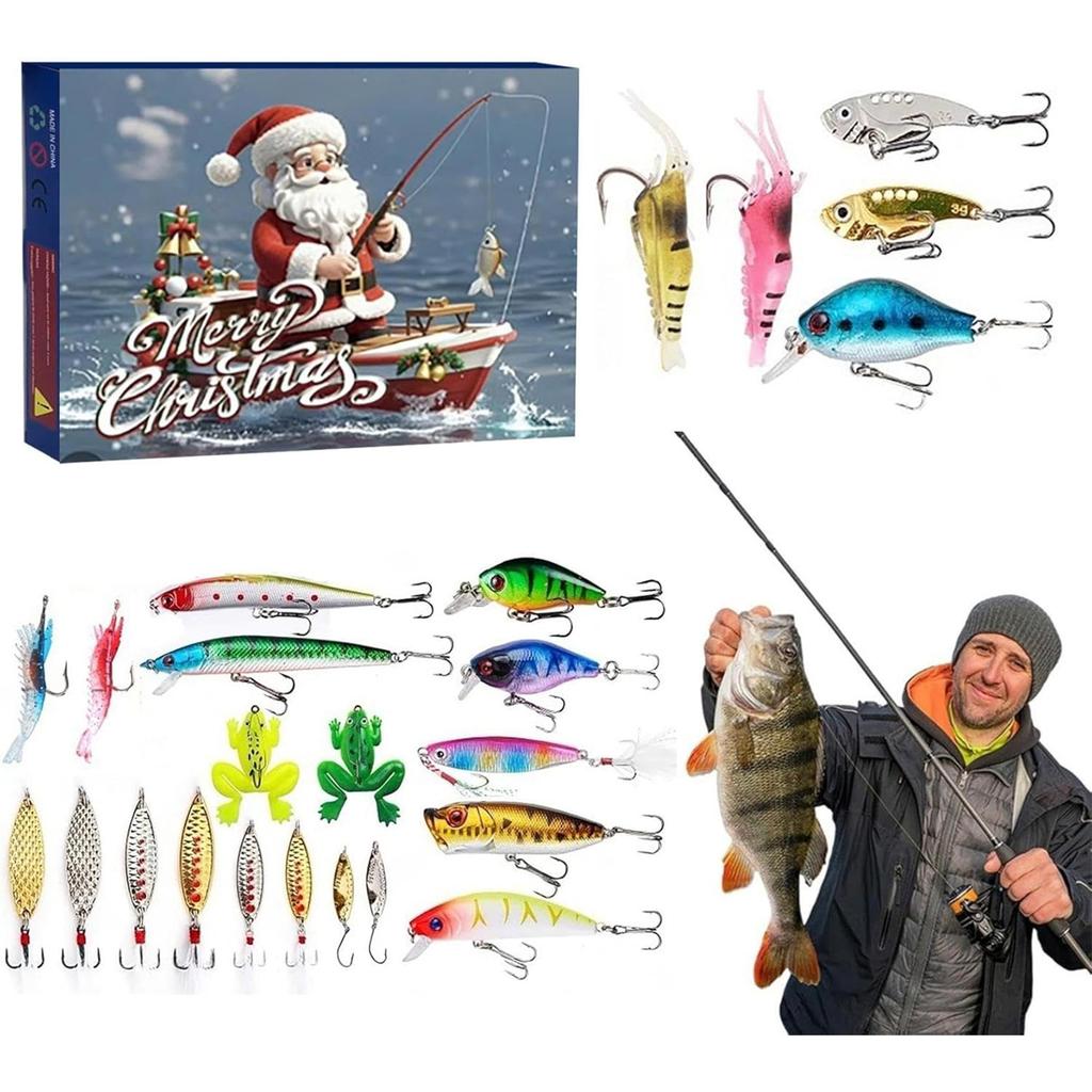 2025 Fishing Advent Calendar Christmas Countdown Calendar Fishing Christmas Advent Calendar for Adult Men & Teen Boys