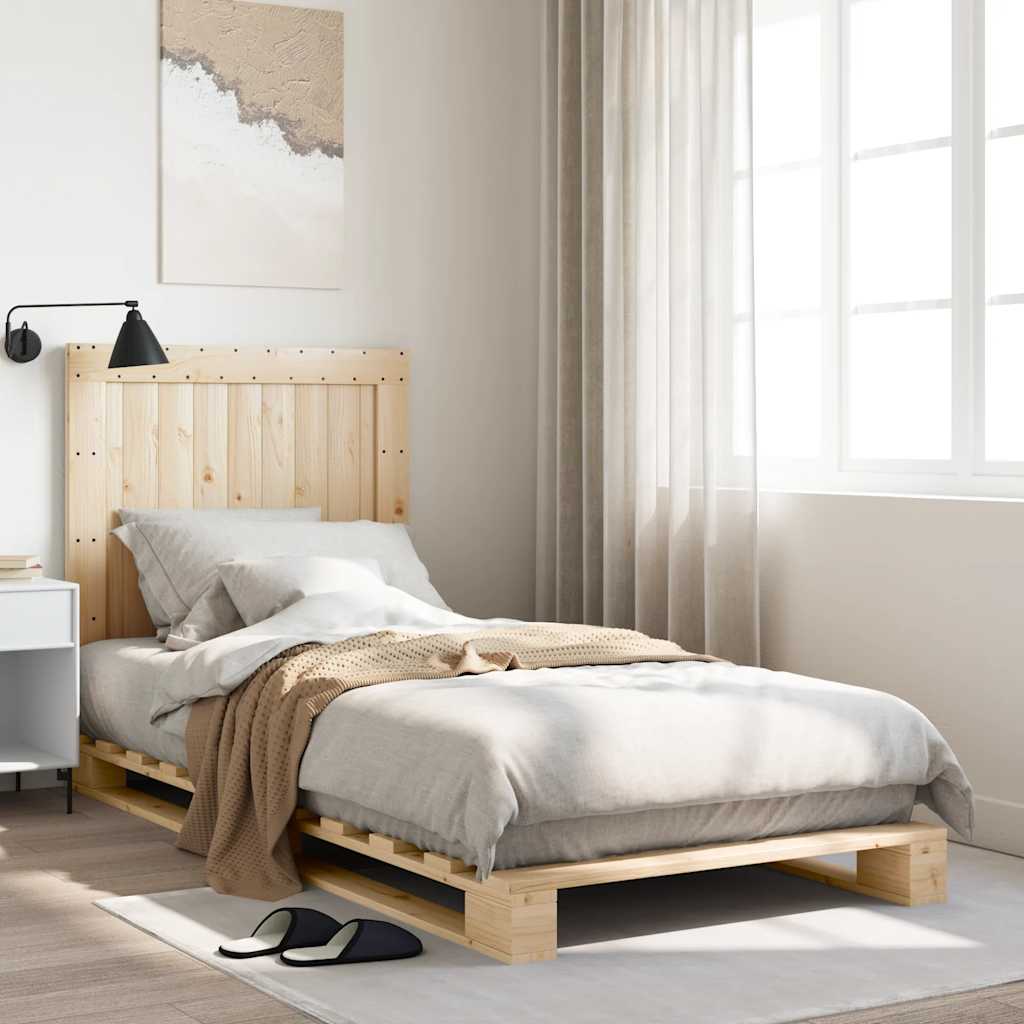 Solid Wood Bed with Headboard 90 x 200 cm Pine