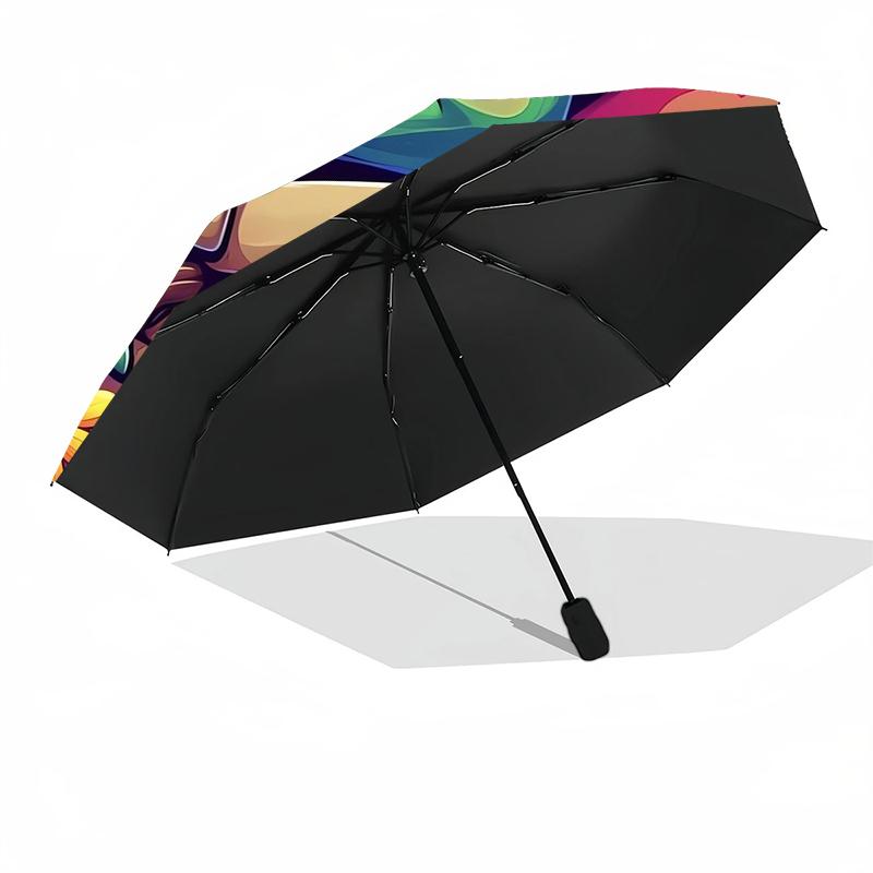 1pc Sturdy 8-Bone Auto Umbrella, Yoda Green Flower Umbrella, Digital Printed, Foldable Umbrella for On-the-Go Outdoor Use