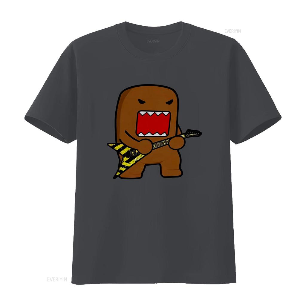 Domo Kun Rock T Shirt For Men Vintage Round Collar Guitar Print  vintage Washed graphic streetwear homme Stylish Unisex