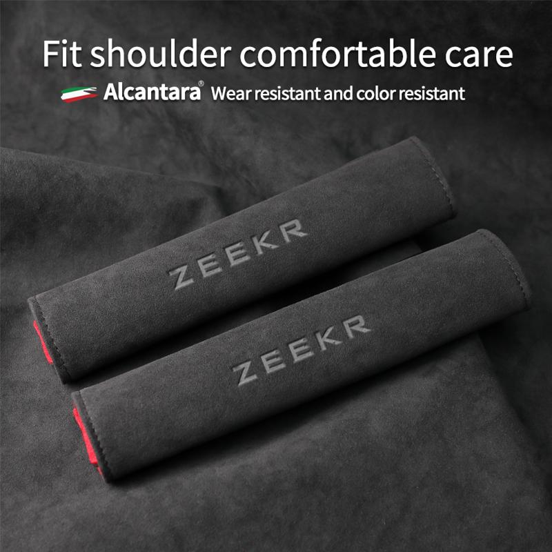 For ZEEKR 001 007 009 Seat Interior Accessories Car Safety Belt Cover Shoulder Alcantara Suede Protector Styling 2024 2023 2022