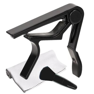 Guitar Cleaning Fiber Dust Removal Brush Guitar Capo One-touch Capo, Tasto, Cloth, Included, Folk, Electric, Classical, Acoustic, Black, Capo,