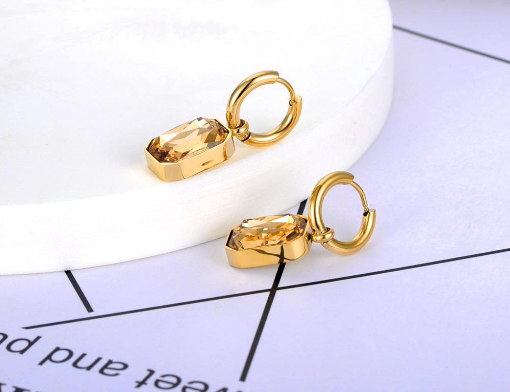 Lokaer Stainless Steel Geometric Square Hoop Earrings Sparkling Cubic Zirconia Crystal Earrings Jewelry For Women
