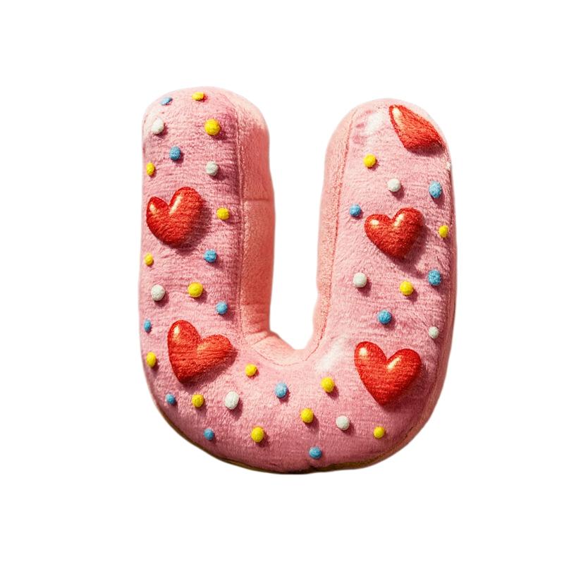 Alphabet Donut Buchstaben Plüschkissen Umarmbares Wurfkissen Dekokissen Weich für Sofa Bett Couch Buchstabenkissen A bis Z Anhänger 10cm pendant