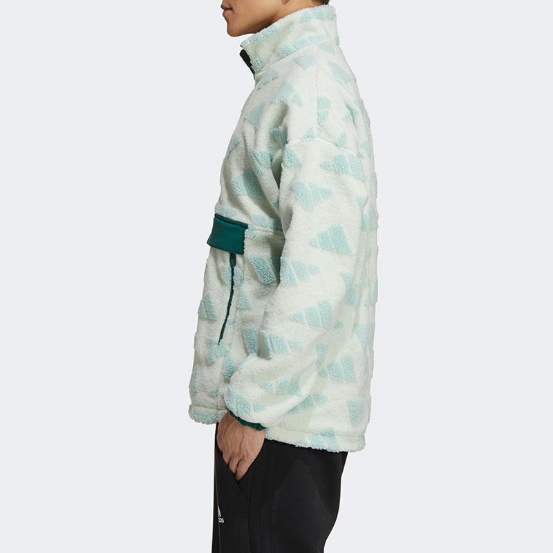 Adidas Jachetă Pulover Fleece cu Guler Înalt, Călduroasă, Rezistentă la Vânt, pentru Bărbați, Topuri Verde-Deschis GM4441