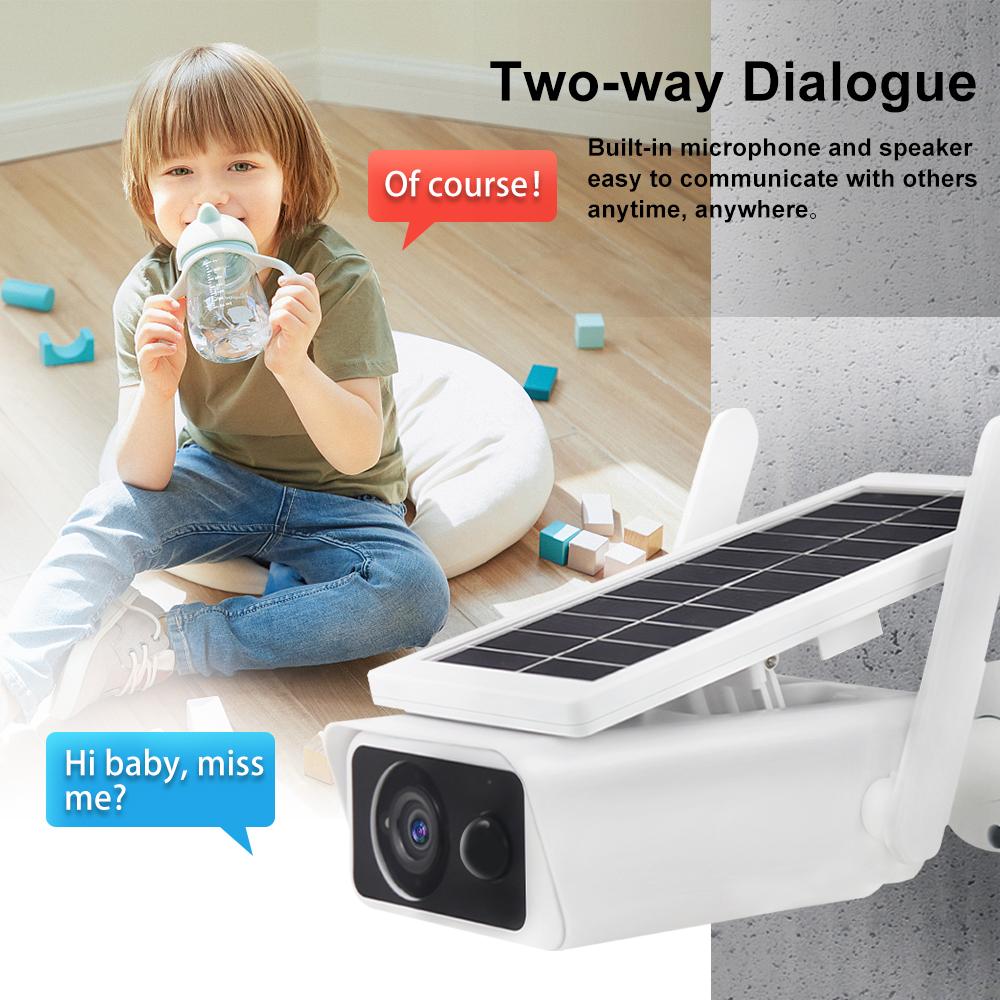 1080P vezeték nélküli HD széles látószögű napelemes IP kamera éjjellátó infravörös mozgásérzékelő otthoni kültéri vízálló Wifi megfigyelő 32/64/128G TF kártya