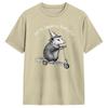 Unisex Women TShirt Off to Cause A Kerfuffle Funny Opossum Riding Scooter T Shirts Leisure  Summer Tees Vintage Cotton Clothes