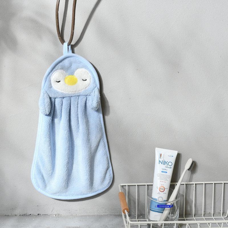 Hangable Coral Fleece Hand Towel Cartoon Animal Hand Towel Kitchen Bathroom Absorbent Towel Handkerchiefs