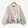 ZANZEA Women Casual V-Neck 3/4 Sleeve Loose Floral Blouse