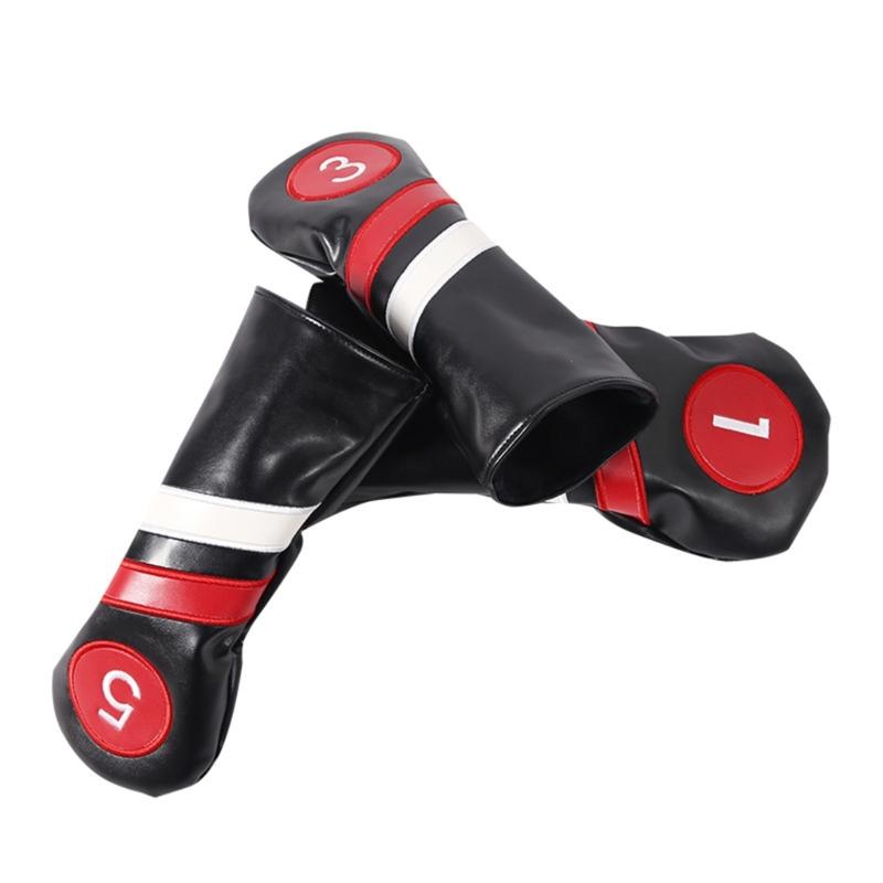 3Pcs Driver/Fairway Wood/Hybrid Club Head Cover Set Leather Golf-Club Headcovers Portable Golf Accessories for Women Men