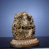 Chinese Boxwood Carved God of wealth Buddha Two-sided Statue Carving Dragon