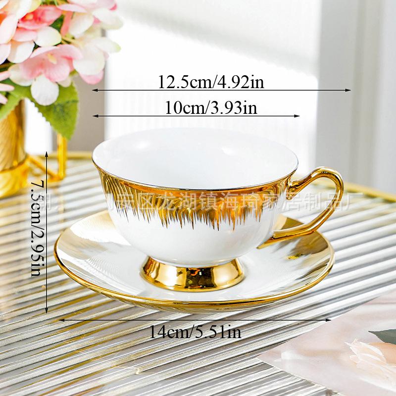 Golden Edged Ceramic Coffee Mug Afternoon Tea Coffee Cup Saucer Sets Couple Cup Set Home Creative Drinkware Mug New Home Gift