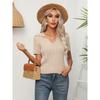 Twisted Lapel Short-sleeved Knit Sweater Women's Stranded Short Tops Summer Cross-border Women's Clothing