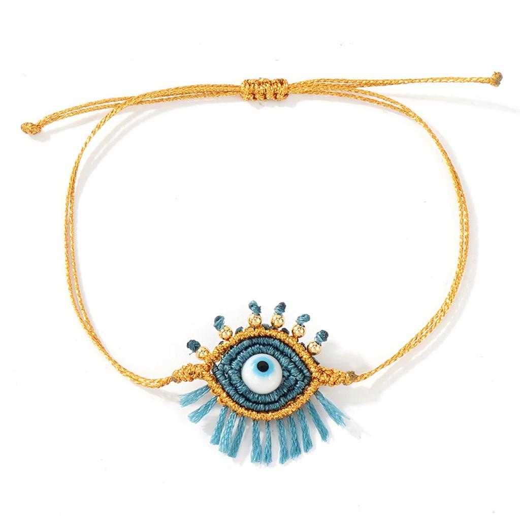 White Glass Bead Eye Charm Adjustable Bracelet For Couples DIY Jewelry Dopamine Inspired Design Wristchain