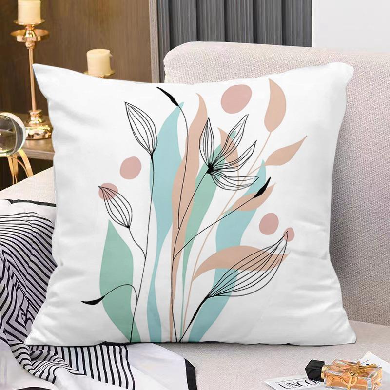 Artistic Floral Print Decorative Pillowcase Bedroom Living Room Square Cushion Pillowcase