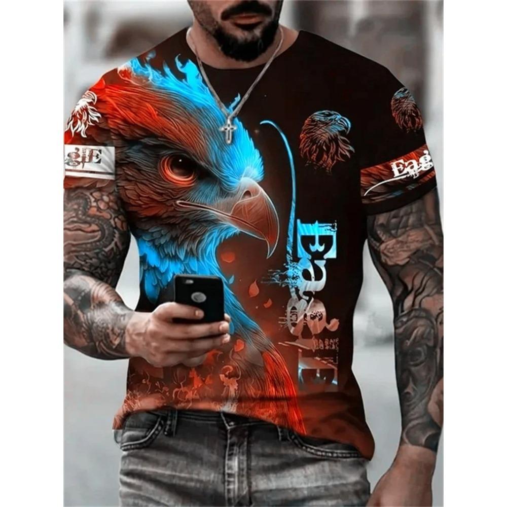 Animal Eagle 3D Digital Printed Men's Street Trendy Round Neck Short Sleeved T-shirt