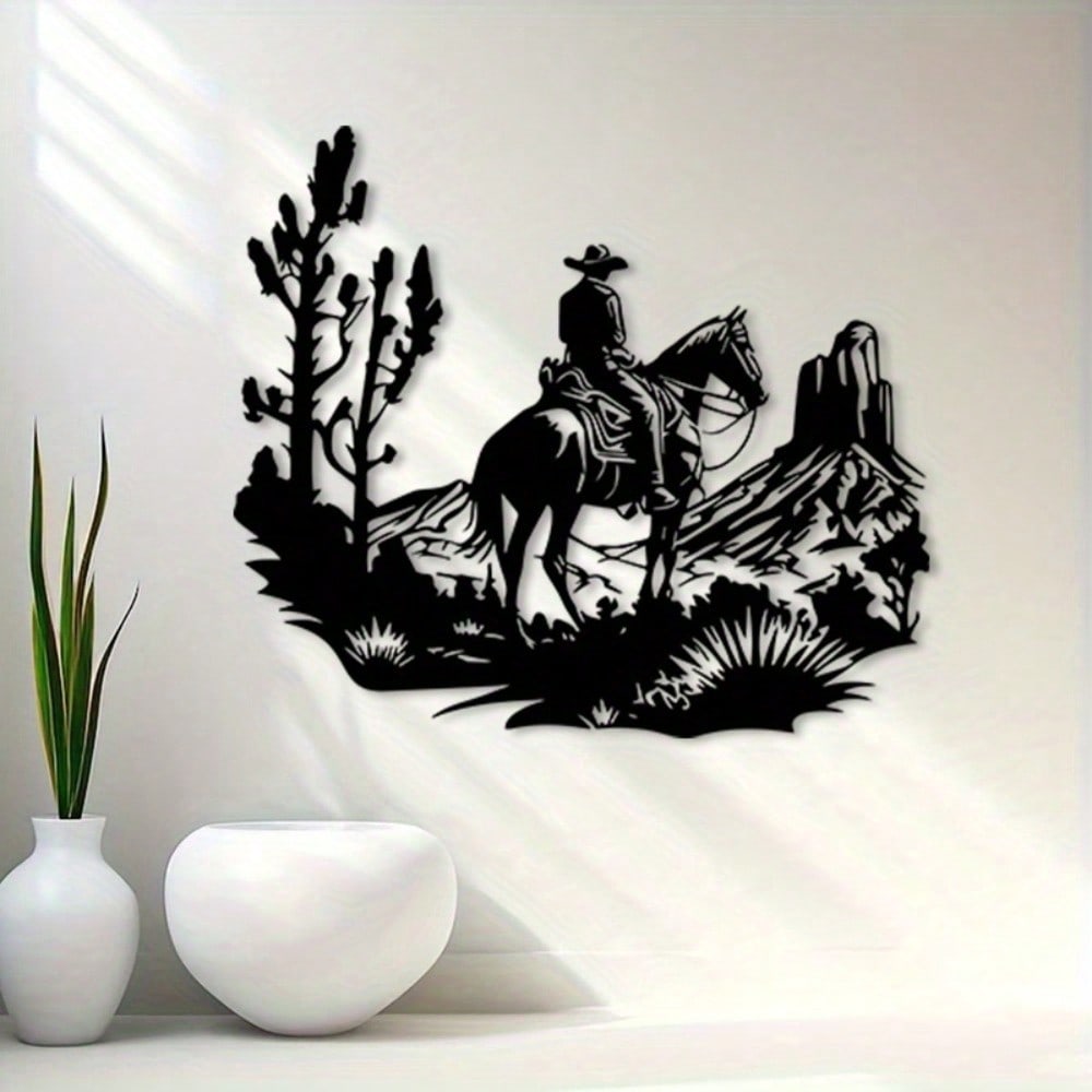 Vintage Iron Western Cowboy Horse Wall Art, Weather-Resistant Farmhouse Decor & Gift