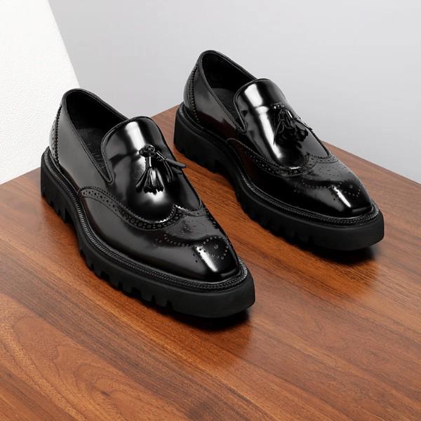 Pánské Brogue Mokasíny Plus Size - Britský Business Střapcové Nazouvací Ležérní Kožené Boty, Korejský Styl.