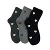 Love Socks Women's Mid-Calf & Over-the-Knee Socks, Autumn/Winter, Non-Slip, Black/White/Gray, Versatile & Simple