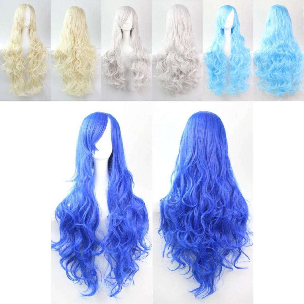 80cm Long Wavy Wig In Vibrant Colors High Temperature Fiber Ideal For Cosplay Events