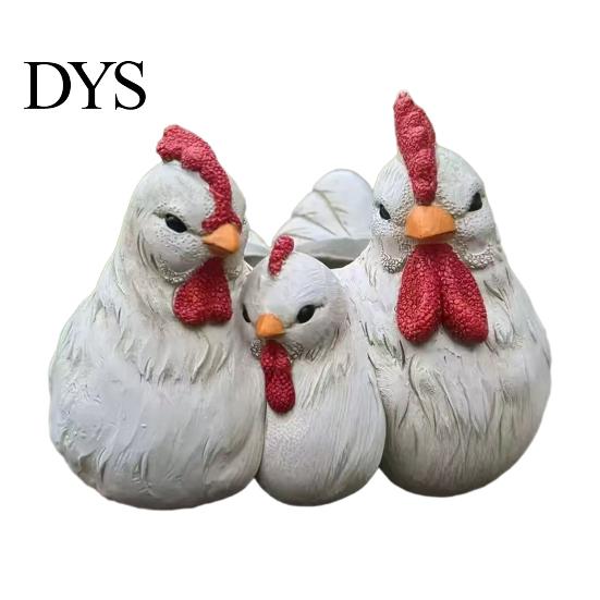 Plant Container for Bedroom Chicken Family Resin Planter, Cute Pot, Decorative Farmhouse Succulents Indoor Outdoor Decor Flower Pot Plants