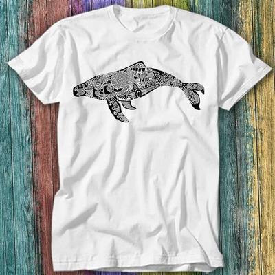 Whale Silhouette Doodle Nature Ocean Sea T Shirt Top Tee 612