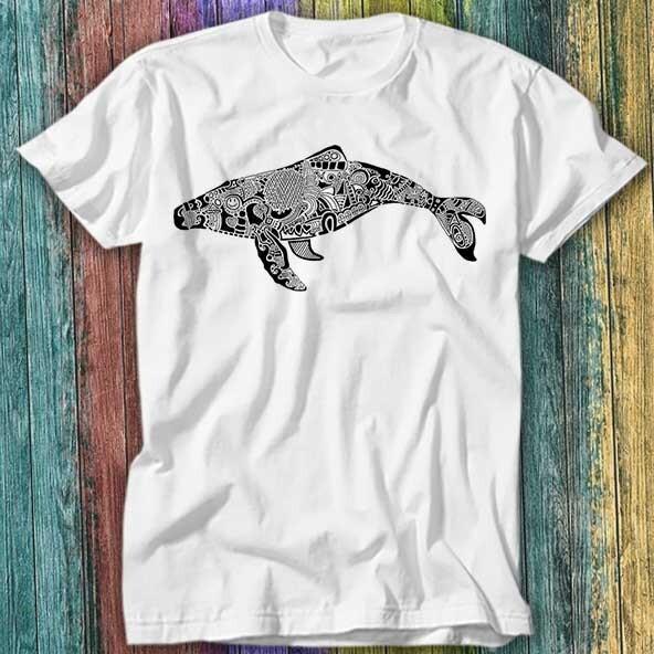 

Whale Silhouette Doodle Nature Ocean Sea T Shirt Top Tee 612 4XL