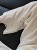 Women's Off-White Linen Wide-Leg Pants with Summer Embroidery and Lace