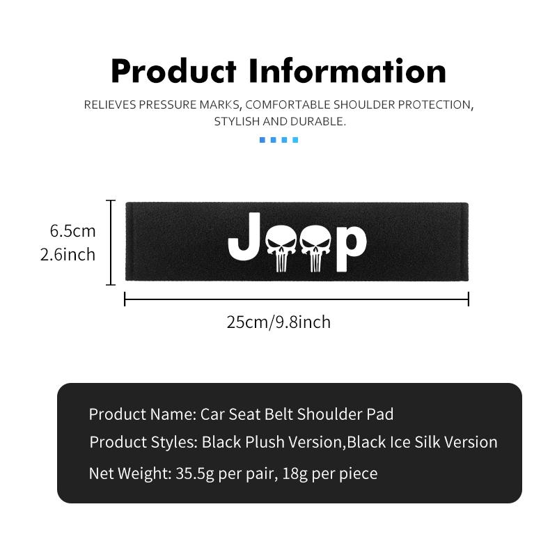 For Jeep Safety Belt Shoulder Cushion Anti-wear Protection Cover Grand Cherokee Wrangler JK Renegade Gladiator Compass AMT1