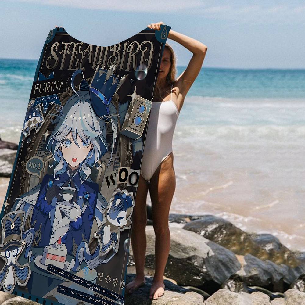 G-Genshin I-Impacts Furina Foutiane Microfiber Beach Towel Absorbent Quick Dry Soft Yoga Swimming Resort Mountain Climbing Towel