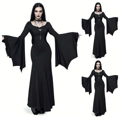 Fashion Batwing Sves Dress Festive Performance Outfits Long Skirt Street Sle High Waist Autumn Wear