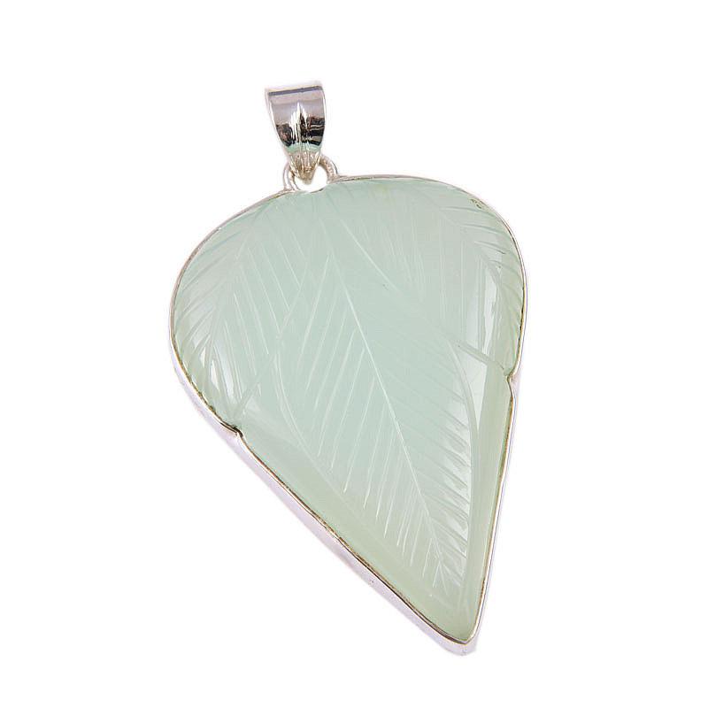 Natural Aqua Chalcedony Gemstone 925 Solid Sterling Silver Pendant 2.25" E6a25