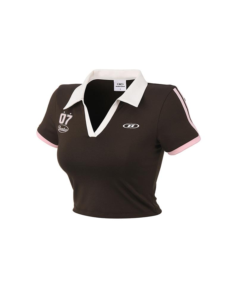 BORN TO WIN W Brntw Football Crop T-Shirts [Brown]