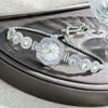 Flower Women Watch Fashion Rhinestone Flower Bracelet Ladies Quartz Wristwatch Student Pull-Out Bracelet Watch
