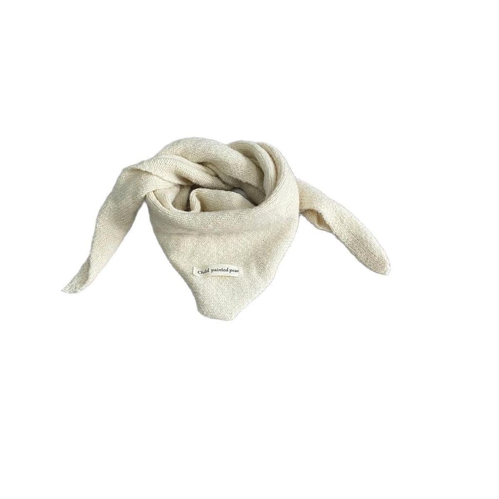 Unisex dziergany wełniany szalik dla dzieci - Ciepły, wiatroszczelny, z wzorem skrzyżowanego trójkąta na jesień i zimę