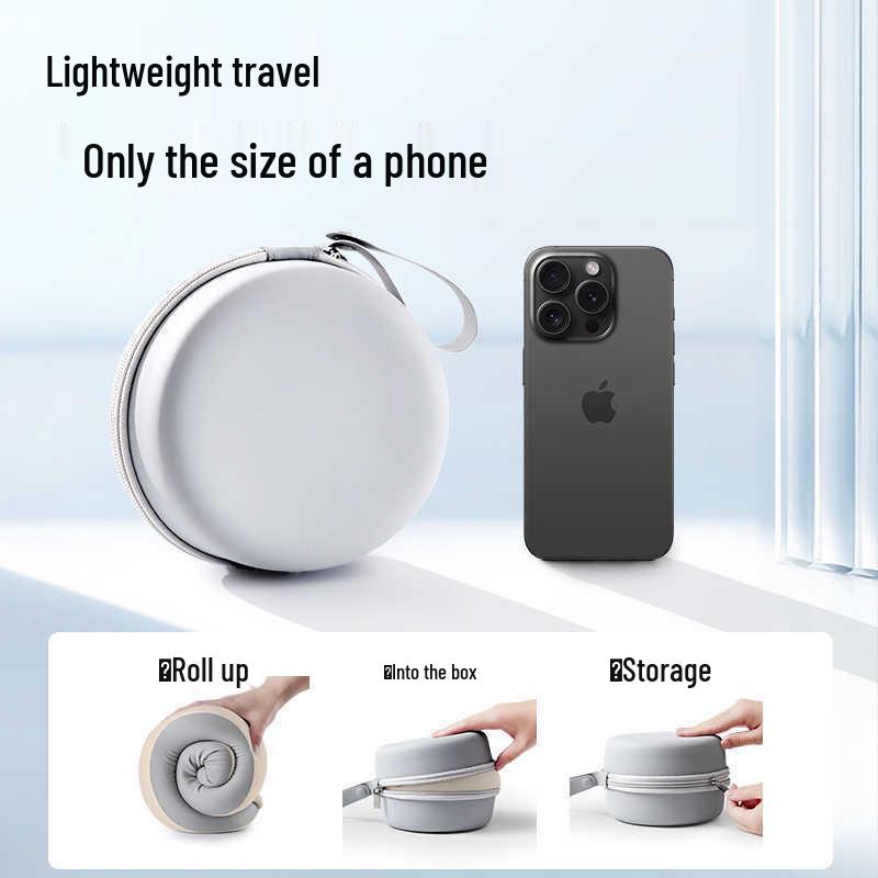 Travel Memory Foam U-Shape Pillow with Compact Storage & Dual-Peak Neck Support