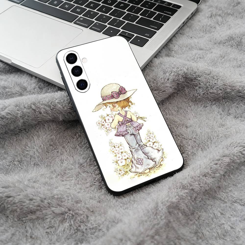 Sarah K-Kay Girl Colorful Soft Silicone phone Case for Samsung Galaxy A73/A71/A72/A70/A53/A52/A51 - Black