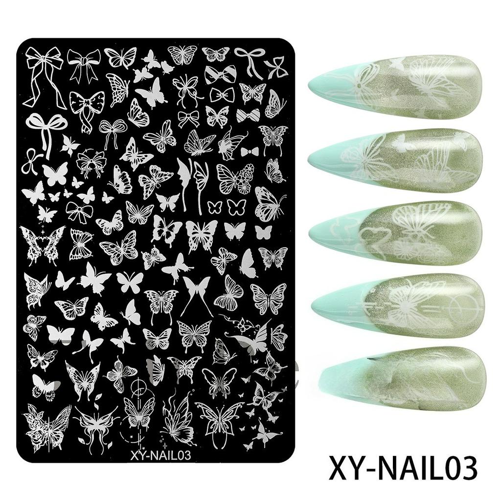 Nail Art Butterfly Flower Bow Rose Line Texture Steel Plate Nail Art Transfer Tool