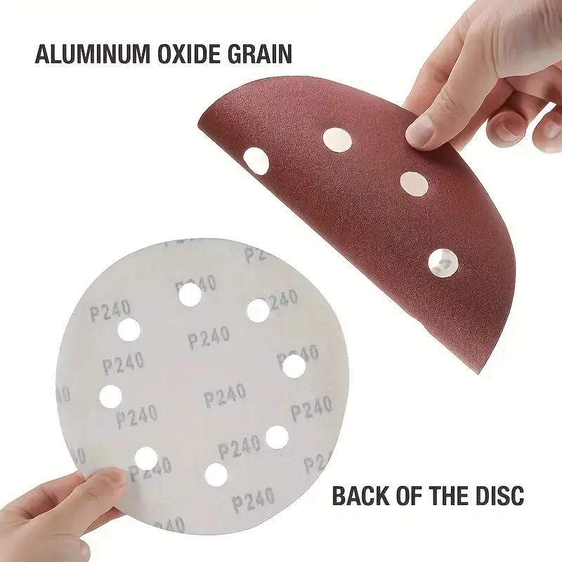 50Pcs 180mm/7inch 8 Hole Sandpaper Hook Grinding Wheel for Electric Wallboard Sander Polishers 60/80/120/240/320 Grain Size