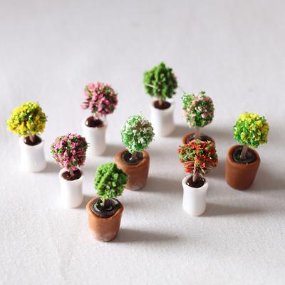 2Pcs Plant Potted Miniature Mini Decoration Resin Dollhouse Bonsai Model for