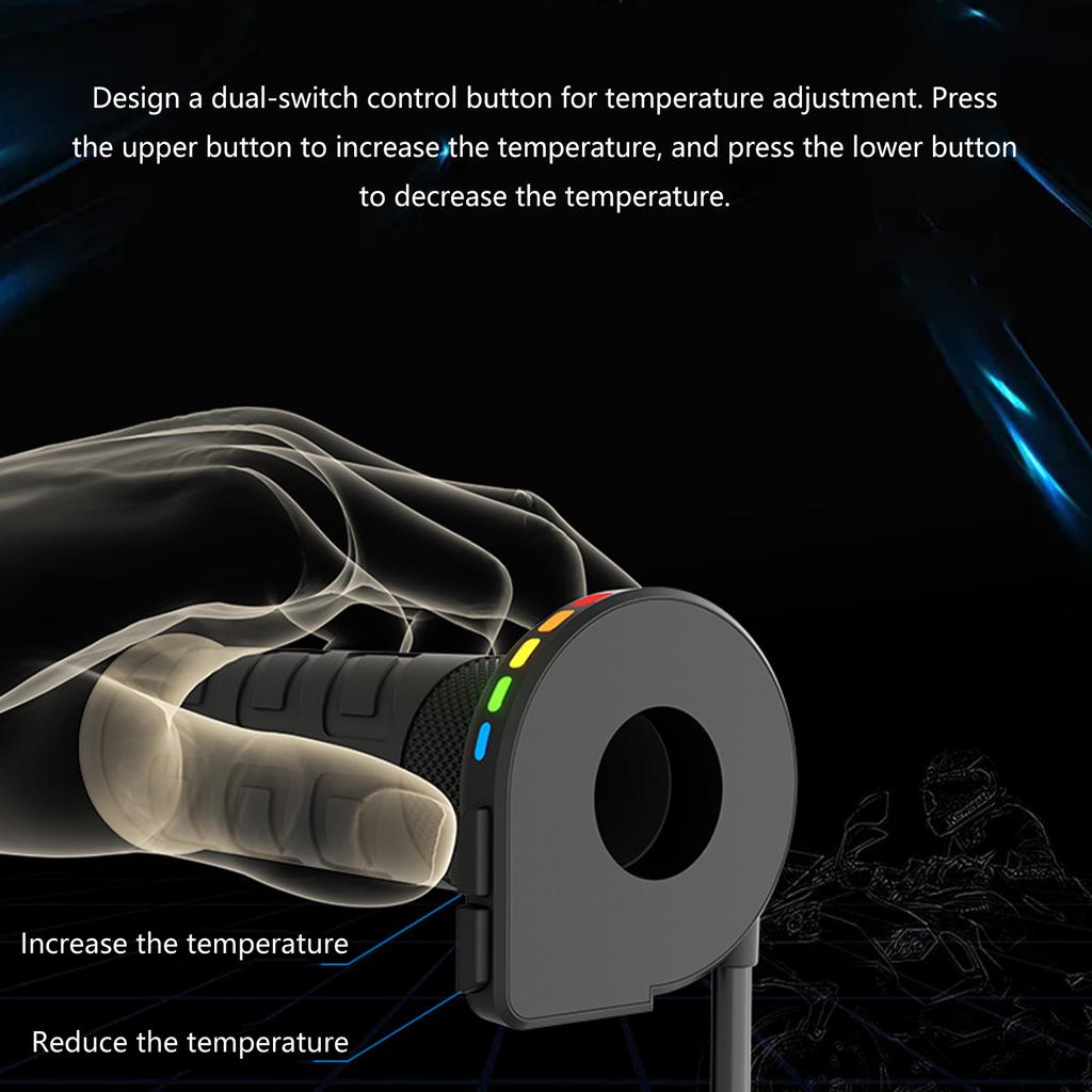 LED Heated Handle Grips with Memory Feature Universal Motorcycle Electric Bike Overheat Protection Warmer Handle Grip