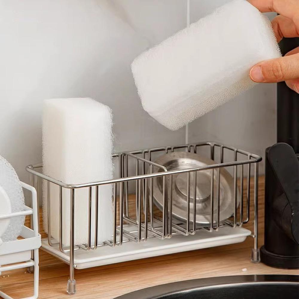 1 Stainless Steel Table Top Drain Rack, Household Adjustable Sink Storage Rack, Suitable For Kitchen, Bathroom, Sponge Storage